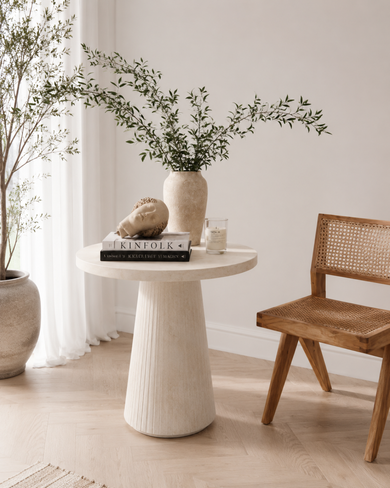 طاولة جانبية CrescentCove Marble ببديل الرخام