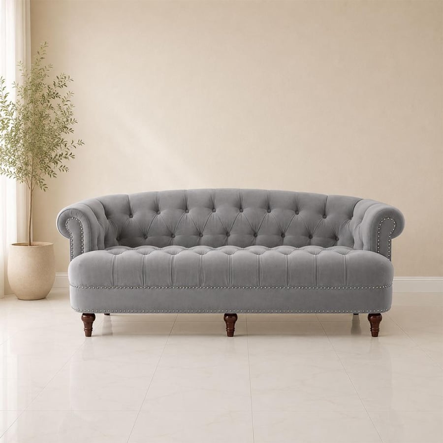 كنبه مخمل وخشب سويدي - جاليسيرا - 220x85x80 سم