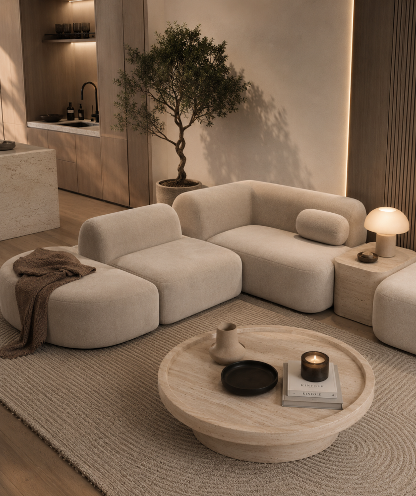 طاولة وسط SableShine Marble من رخام الترفنتينو