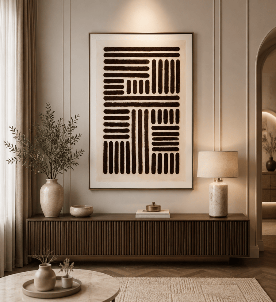 لوحة جدارية كانفاس بني وبيج 100×150 سم