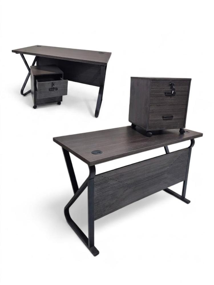 مكتب إداري بلون سنديان طبيعي مع وحدة أدراج متحركة وقفل أمان بتصميم عصري 120×60×77 سم