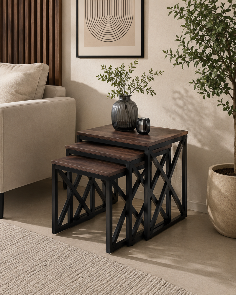 Modern gray side table set for majlis and living rooms | Luxury home furniture