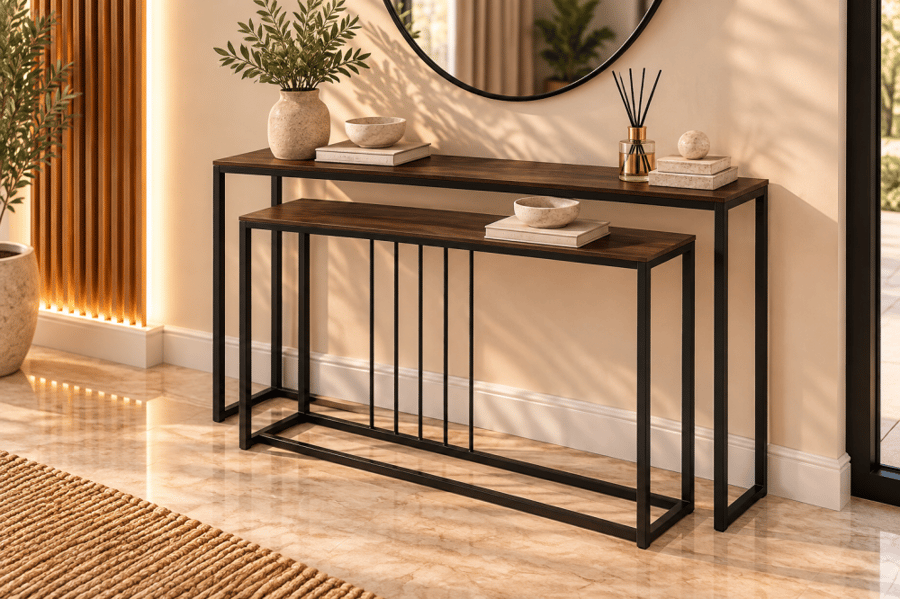طقم كونسول بني غامق قطعتين 120×30×80 سم
