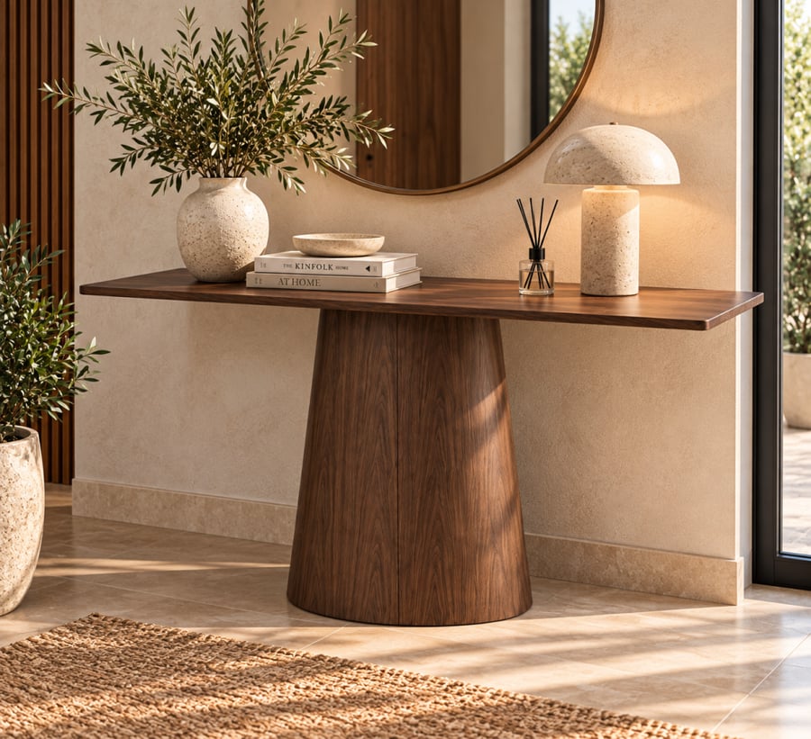 طاولة كونسول بني مستطيلة 130×40×80 سم