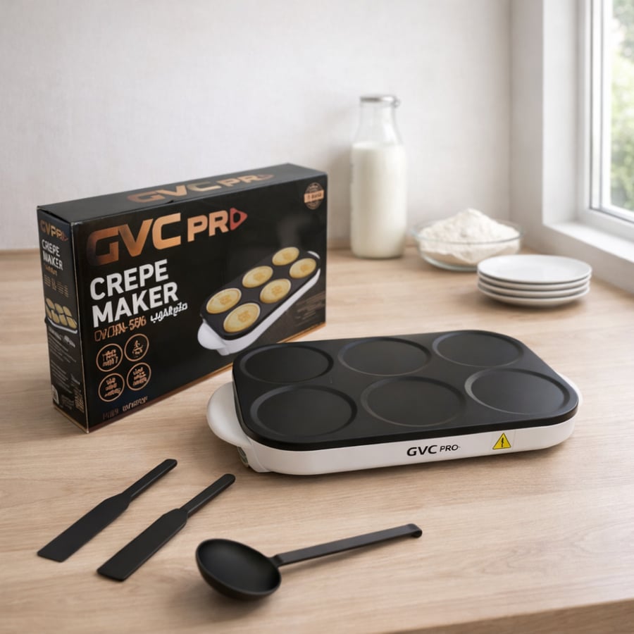 كريب ميكر مصابيب 6 عيون GVC PRO - جهاز عملي لعمل الكريب والمصابيب بسهولة