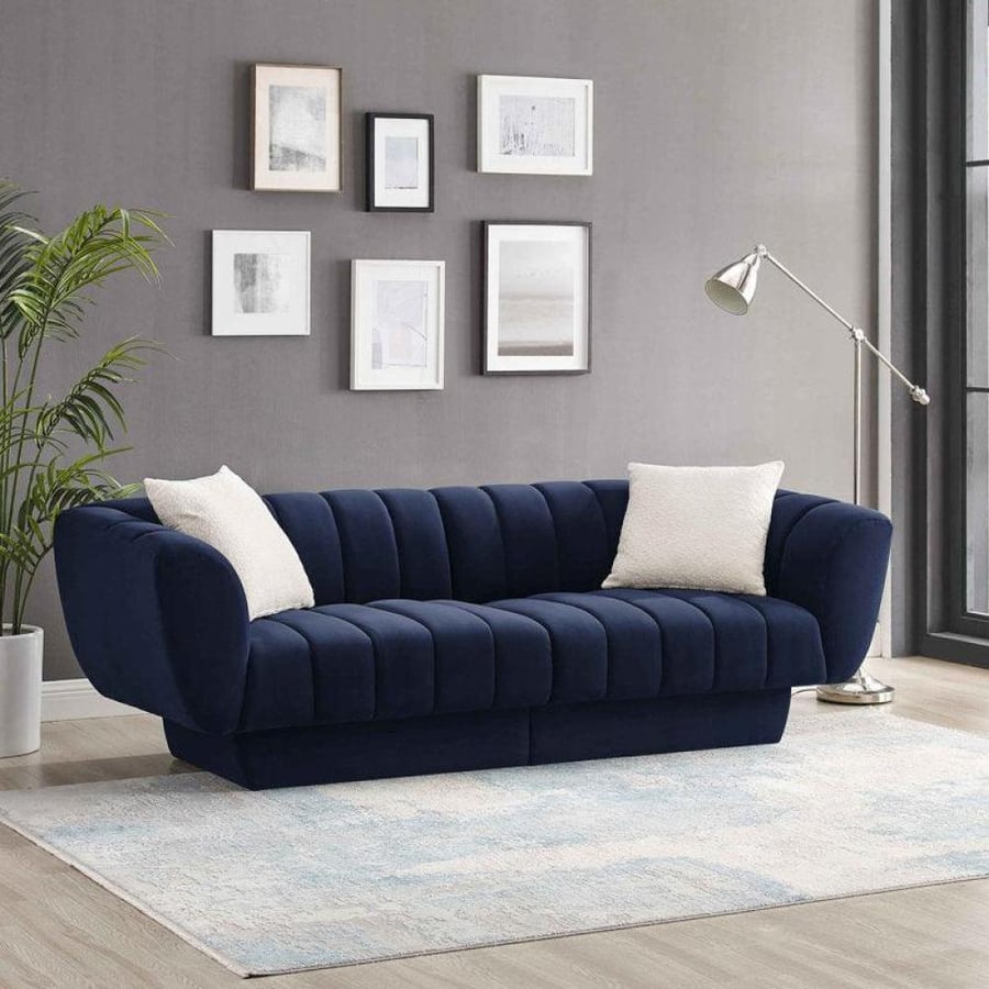 كنبة مودرن بتصميم منحني أنيق مخمل ألوان مختلفة - 300×85×85 سم