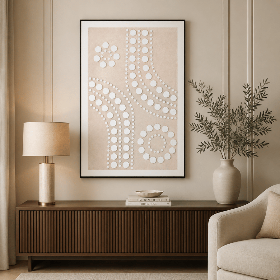 لوحة جدارية كانفاس بيج وأبيض 80×120 سم