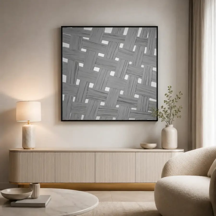 لوحة جدارية كانفاس رمادي وأسود 80×80 سم