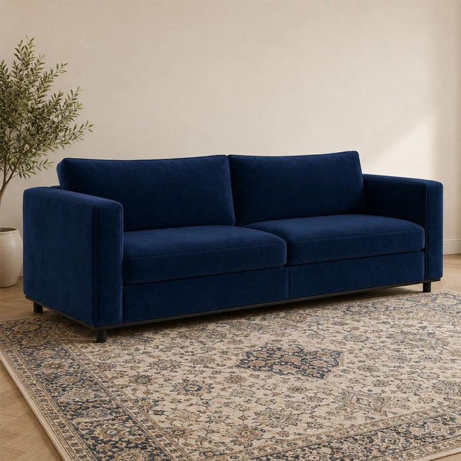 كنبه مخمل وخشب سويدي - باريورا - 220x90x90 سم