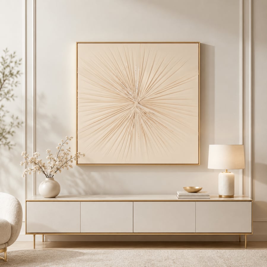 لوحة جدارية كانفاس بيج وذهبي 100×100 سم