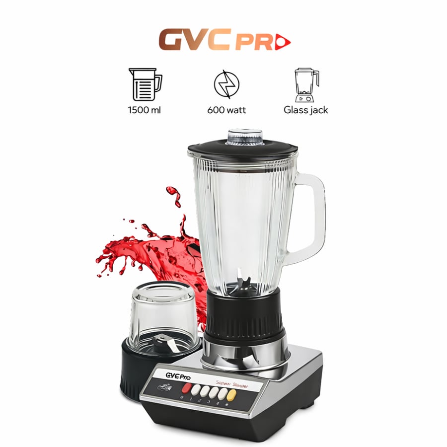 خلاط جك مع مطحنة GVC PRO لون أسود – أداء قوي لتحضير العصائر والطحن