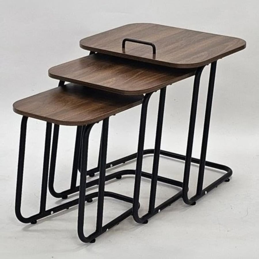 طقم طاولات شاي جانبية متعددة الألوان بني - بيج تصميم عصري عملي وأنيق