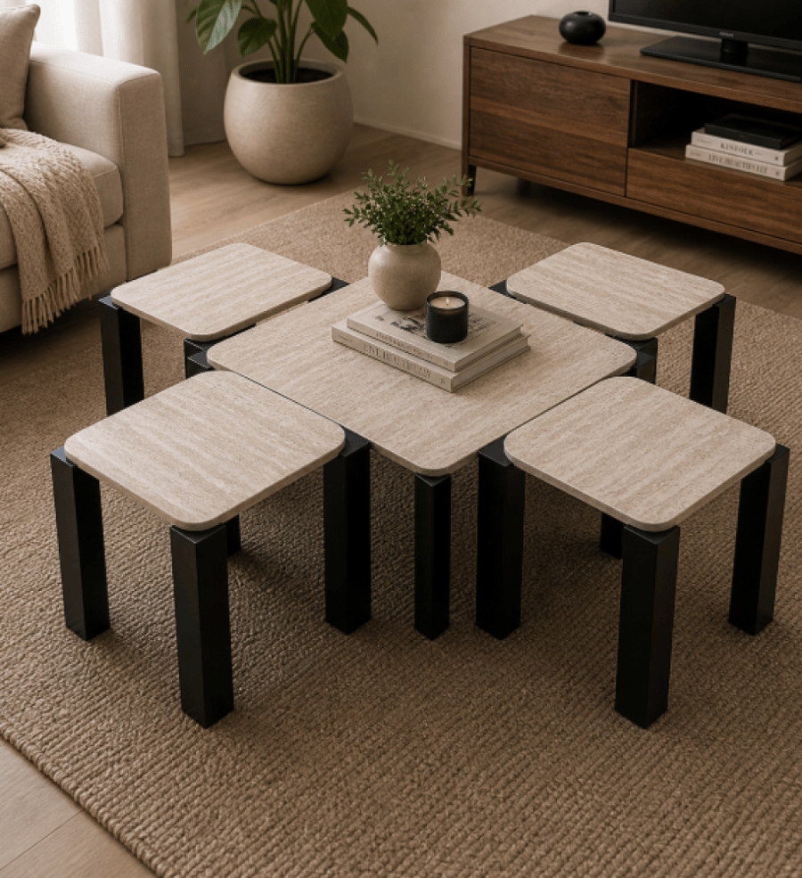 Modern coffee table set 4 pieces with practical and elegant design for majlis