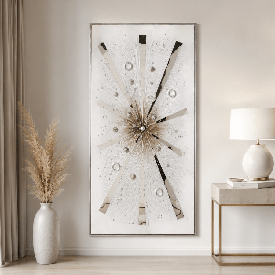 لوحة جدارية كانفاس رمادي وأبيض 70×140 سم