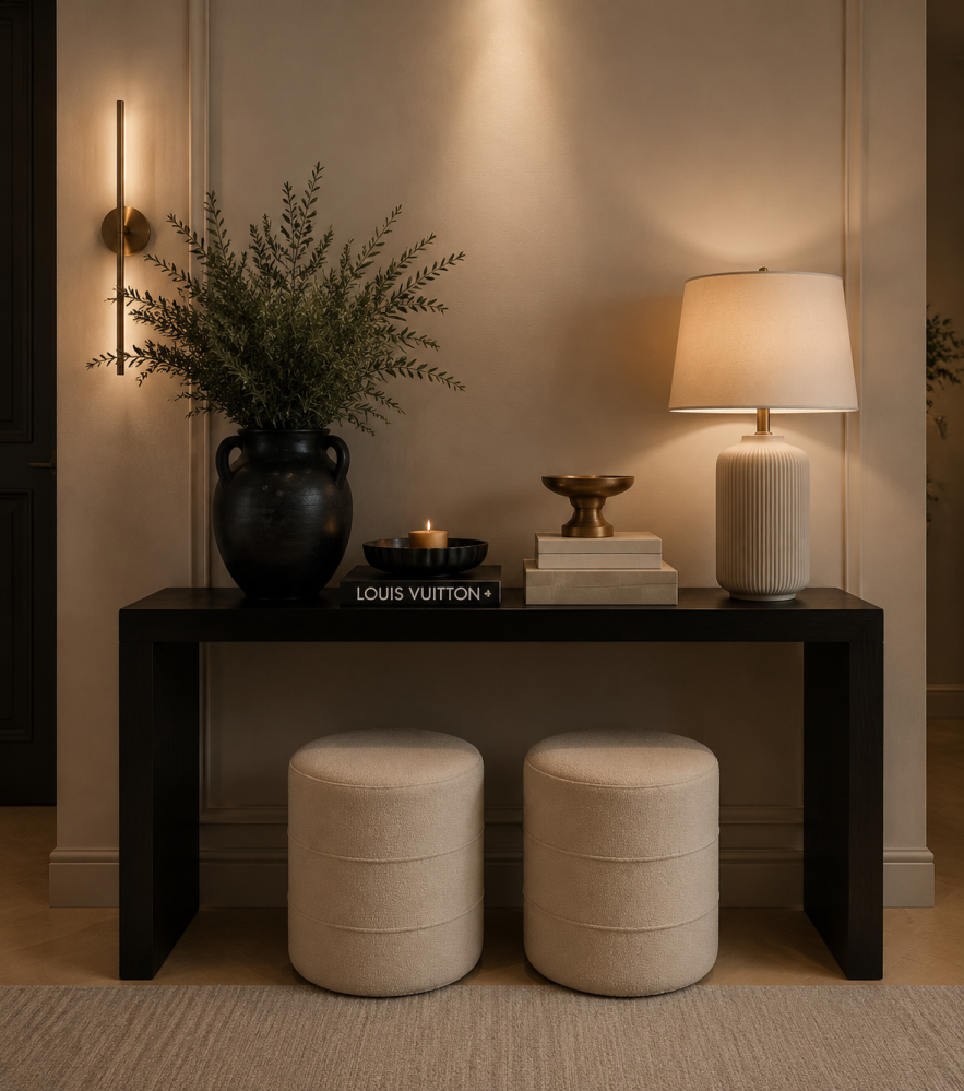 Console with 2 drawers, oak wood - 160x40x90