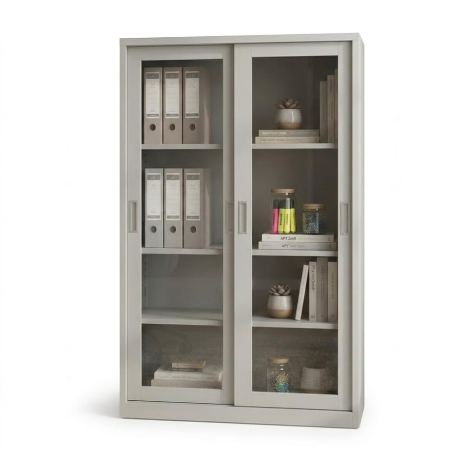 دولاب ملفات 2 درفة حديد سحاب قزاز مقاس 40×120×200 سم