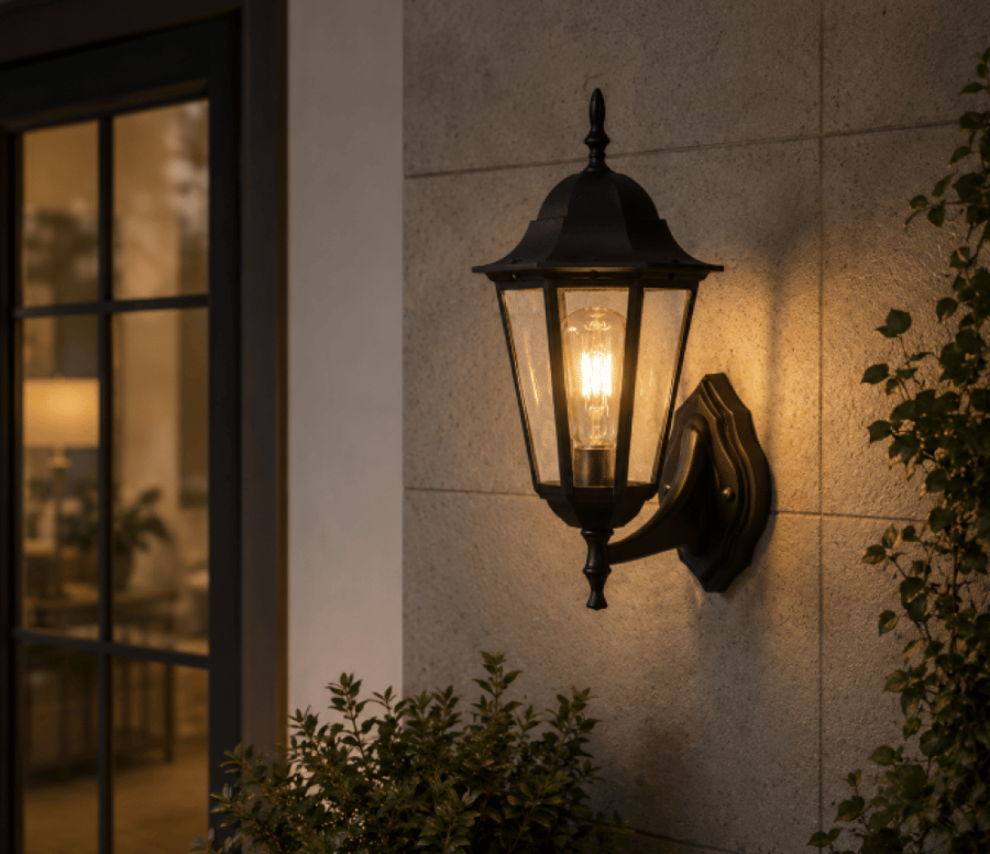 Wall-mounted outdoor lantern black weather-resistant with classic design