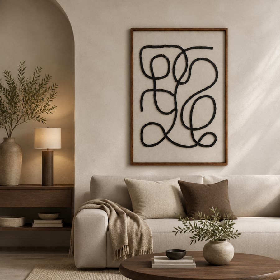 لوحة جدارية كانفاس أسود وبيج 80×120 سم