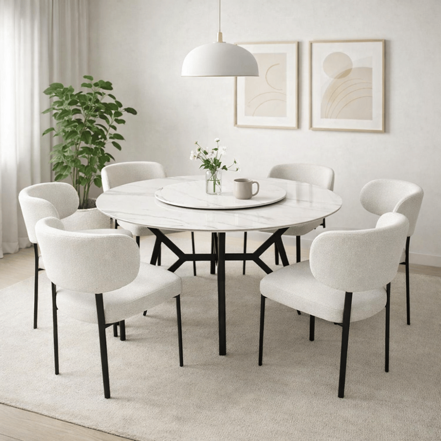 طاولة طعام سيراميك 6 كراسي - تصميم مودرن يرفع فخامة غرفة الطعام