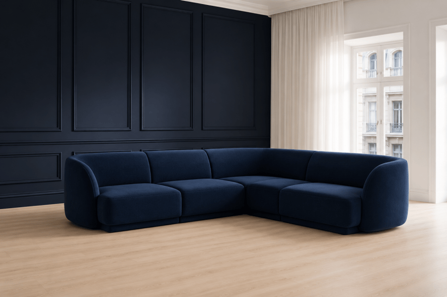 Corner sofa classic velvet multi-colored luxurious - 280×280×85 cm