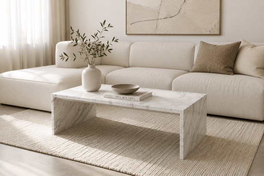 Center table FrostFjord Marble | Turkish white marble modern