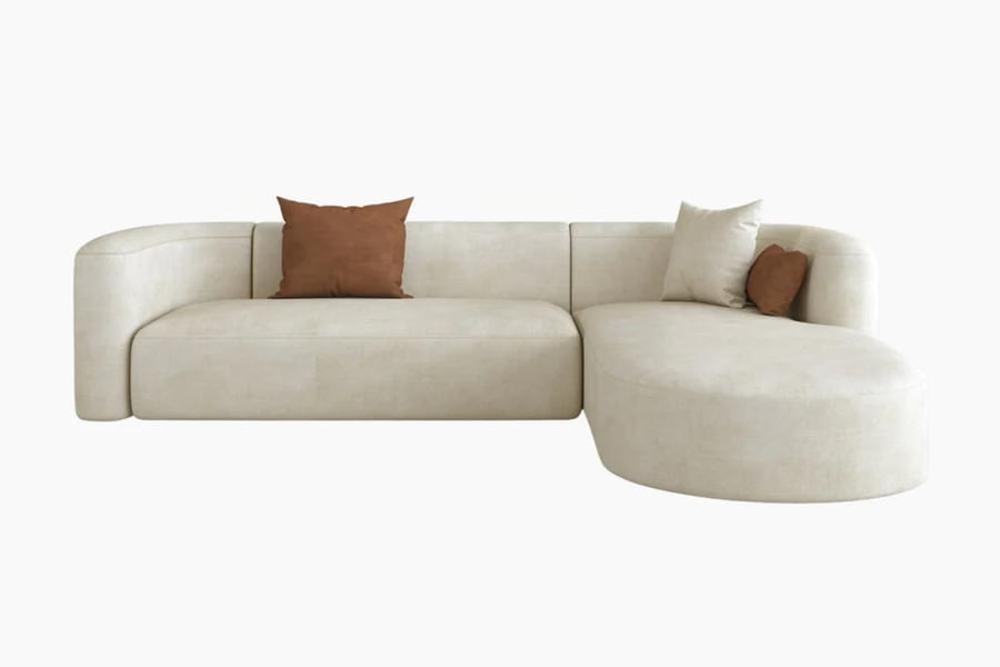 كنب زاوية لون اوف ويت بوليستر ومخمل مقاس cm × 162.5 cm × 76 سم