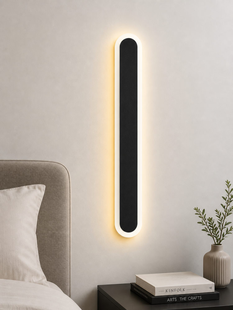 ابليك جداري مودرن مسطرة أسود LED 30 سم بإضاءة صفراء 3000K