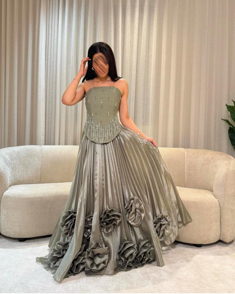 فستان سهرة مورد صدريه تطريز