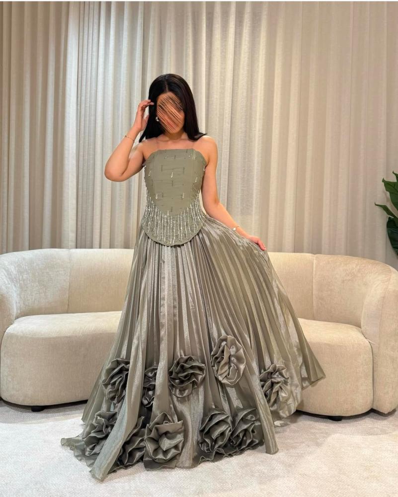 فستان سهرة مورد صدريه تطريز