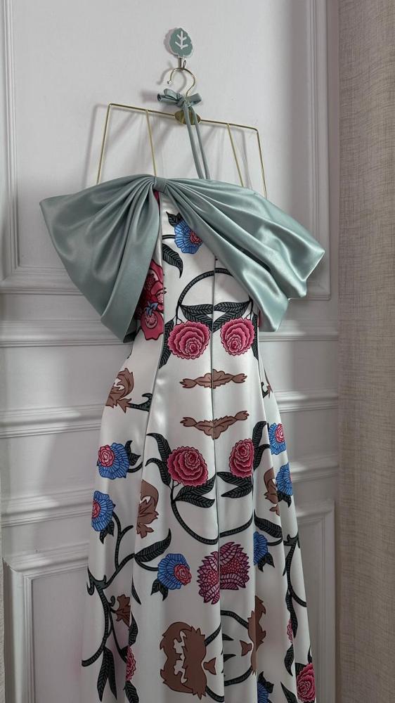 Crumbled print floral dress