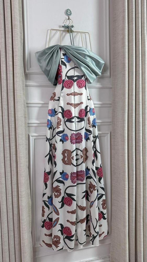 Crumbled print floral dress