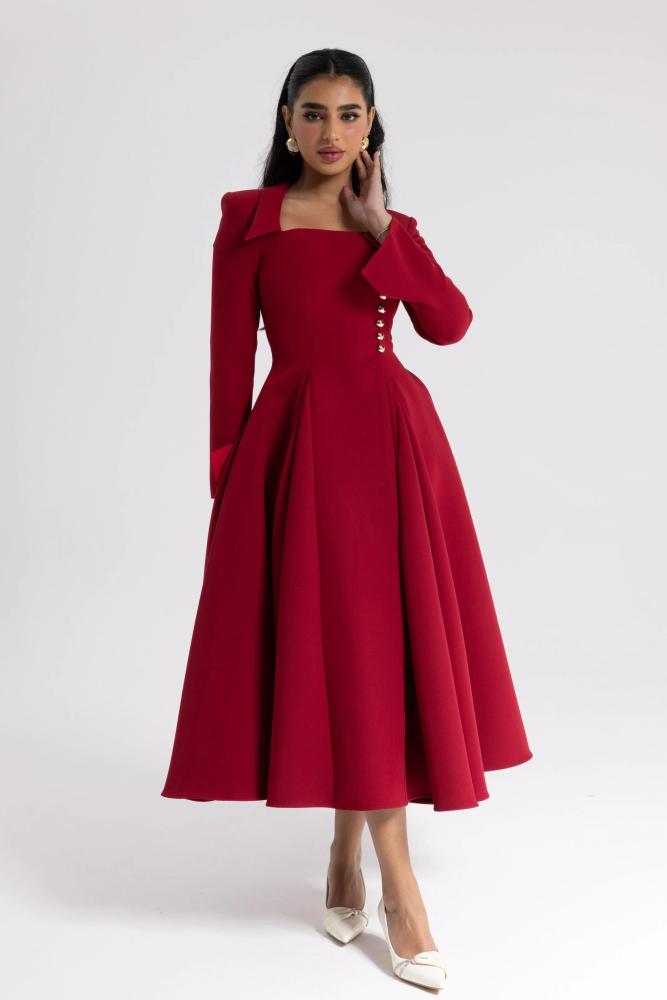 Red midi dress