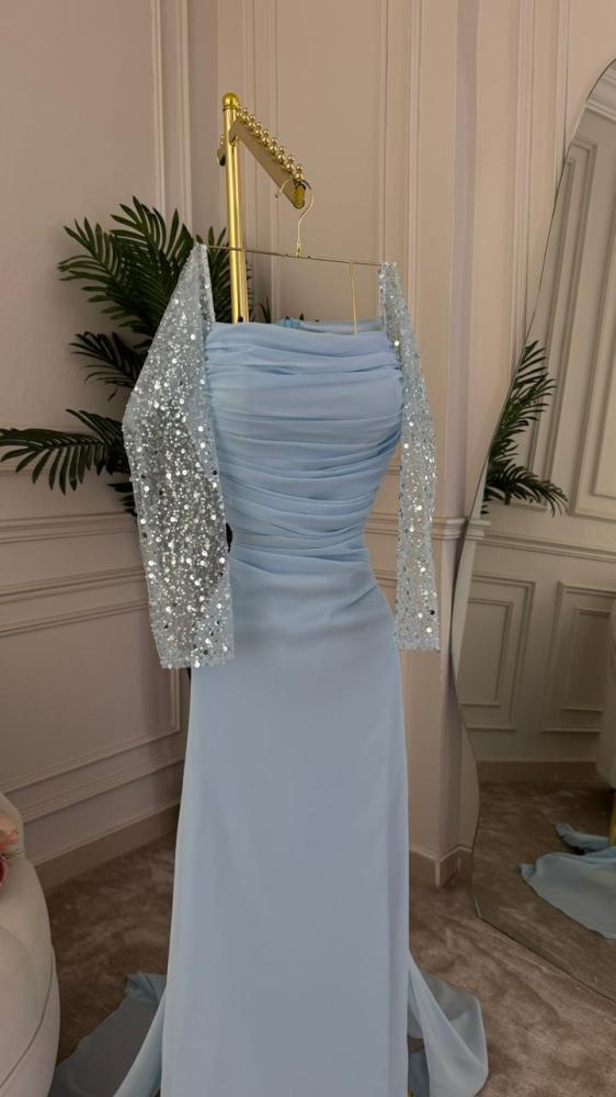Soft sky-colored dress