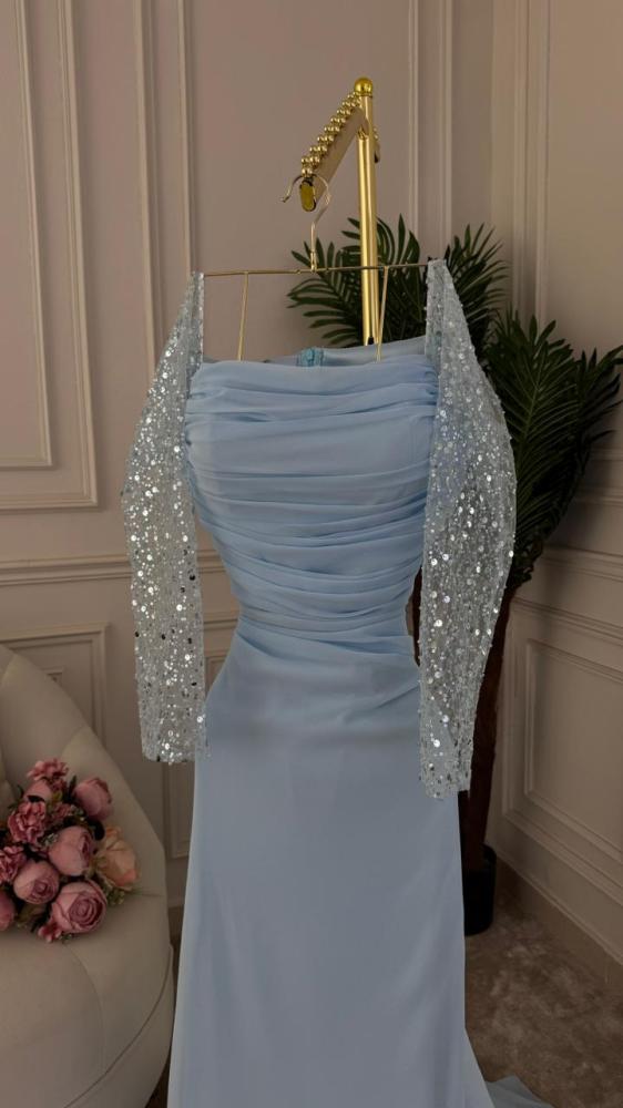 Soft sky-colored dress
