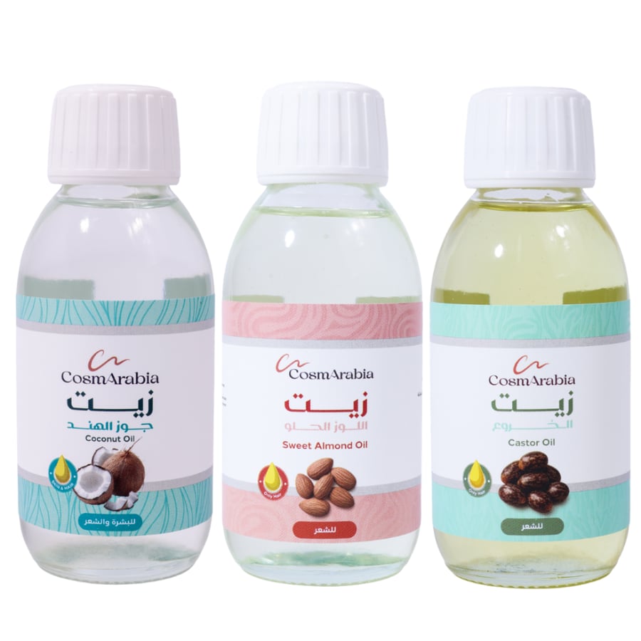 مجموعة زيوت تطويل الشعر طبيعي 100% - 3 حبات