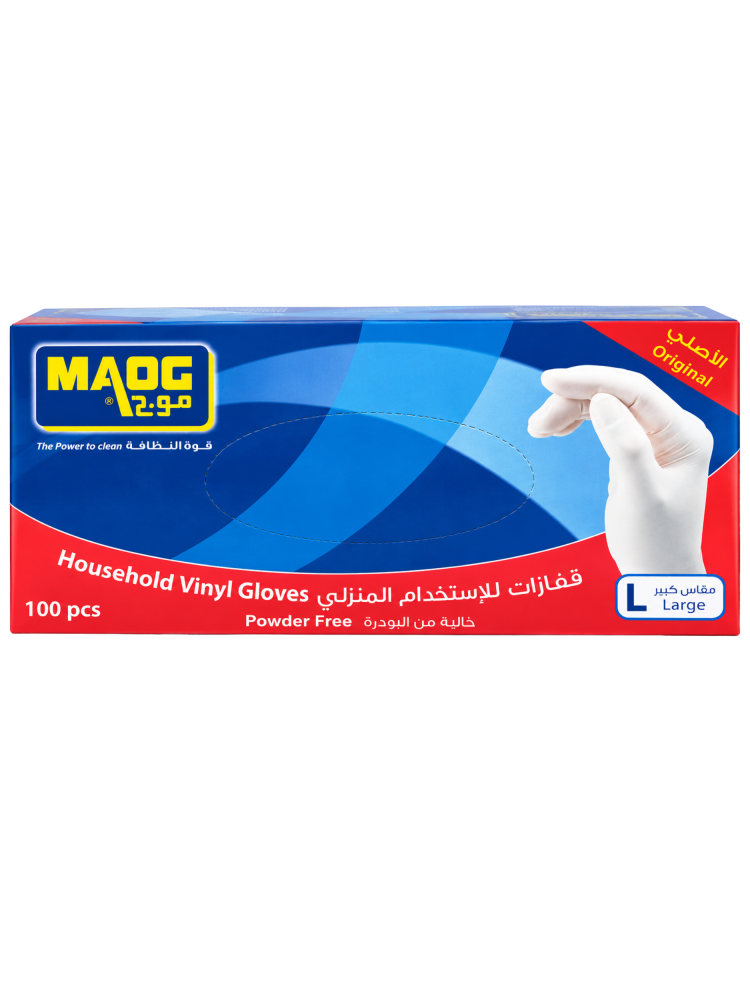 قفازات للاستخدام المنزلي خالية من البودرة من موج - 100 قطعة - مقاس L