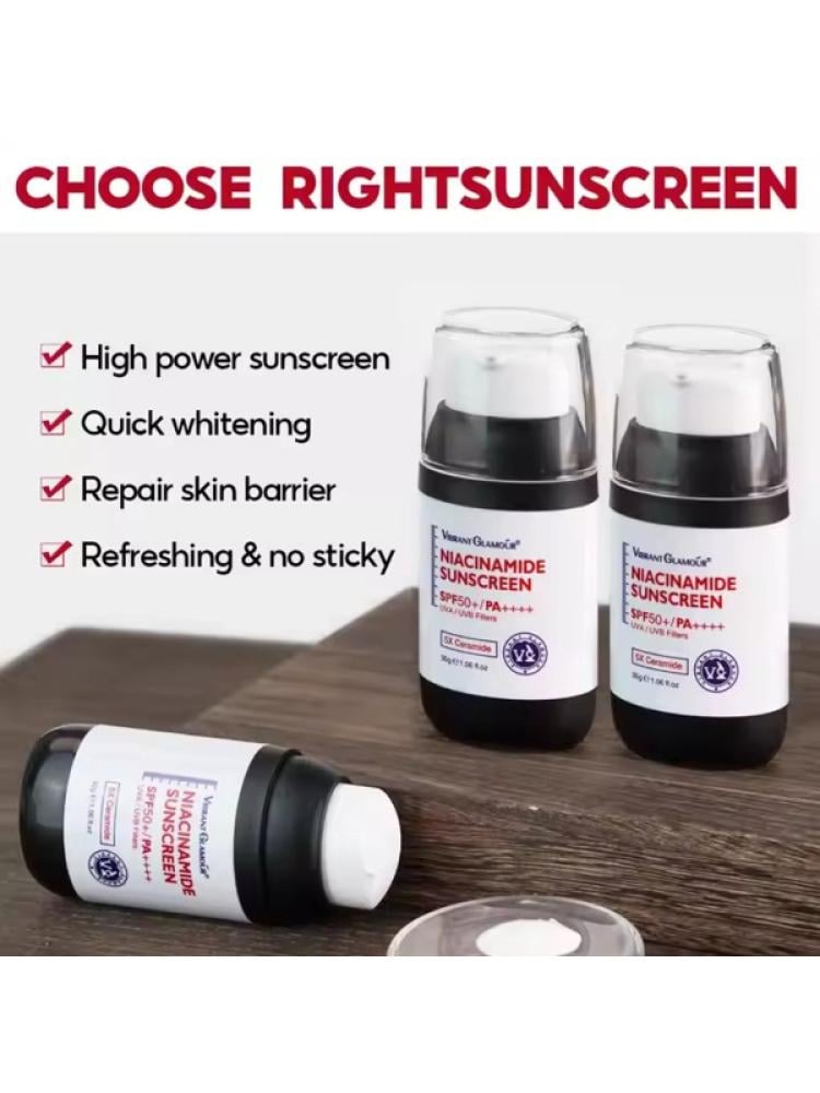 واقي شمس مبيض للبشرة بالنياسيناميد SPF50+ من فايبرنت جلامور – 30 جرام