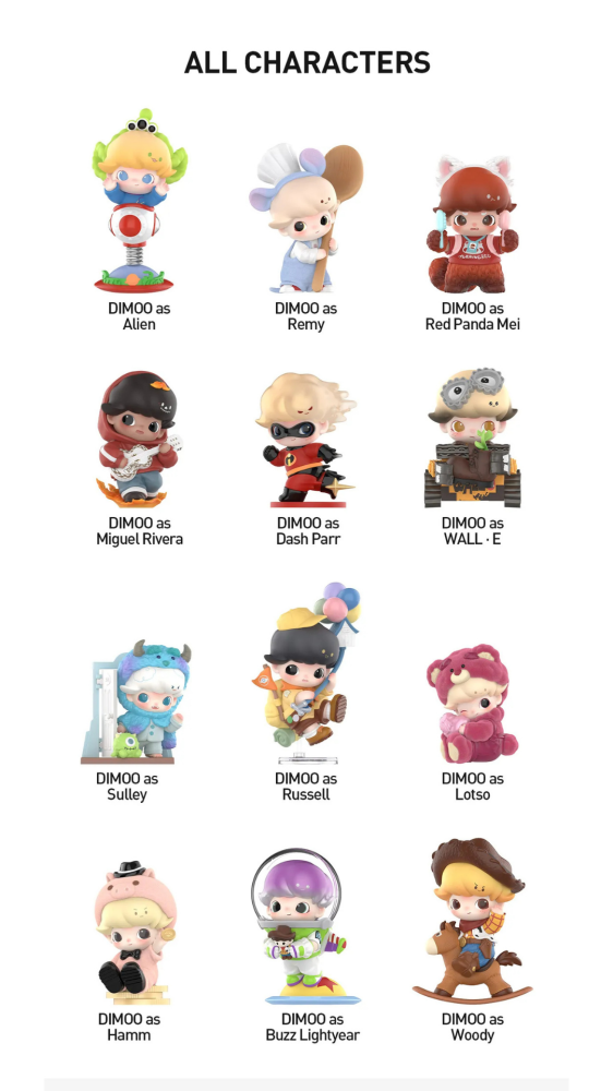 DIMOO WORLD x PIXAR Series Fiqures