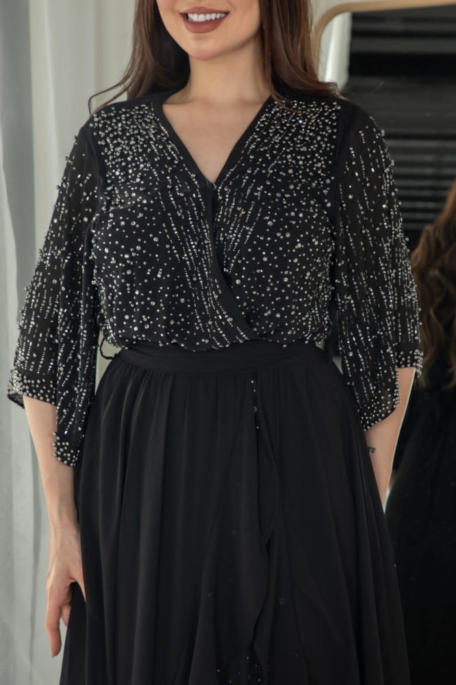 فستان سهرة اسود ناعم