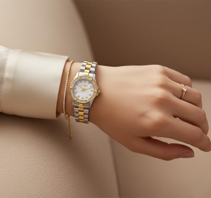 ساعة بلاك مون لونين مينا ابيض BM2040-4