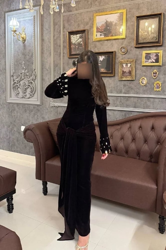 فستان سهرة مخمل أمريكي كرستال راقي