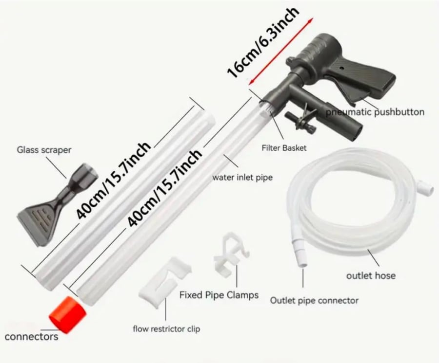 Aquarium Gravel & Glass Vacuum Cleaner   مضخة يدوية متعددة المهام لتنظيف الحصى والطحالب