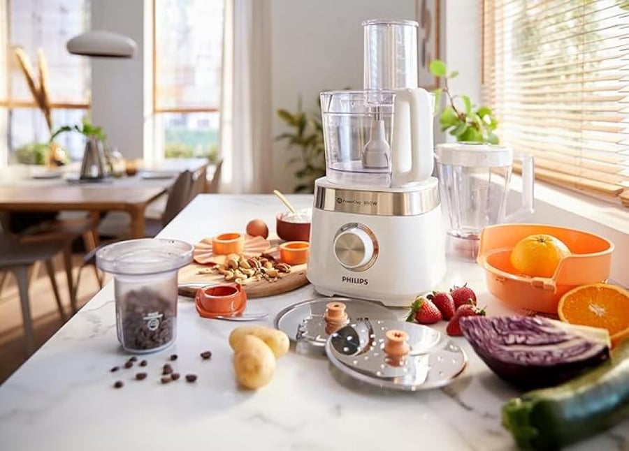 محضر طعام Philips - فيليبس،  بحجم كامل وقدرة 850 واط منموديل HR7520-01، ابيض