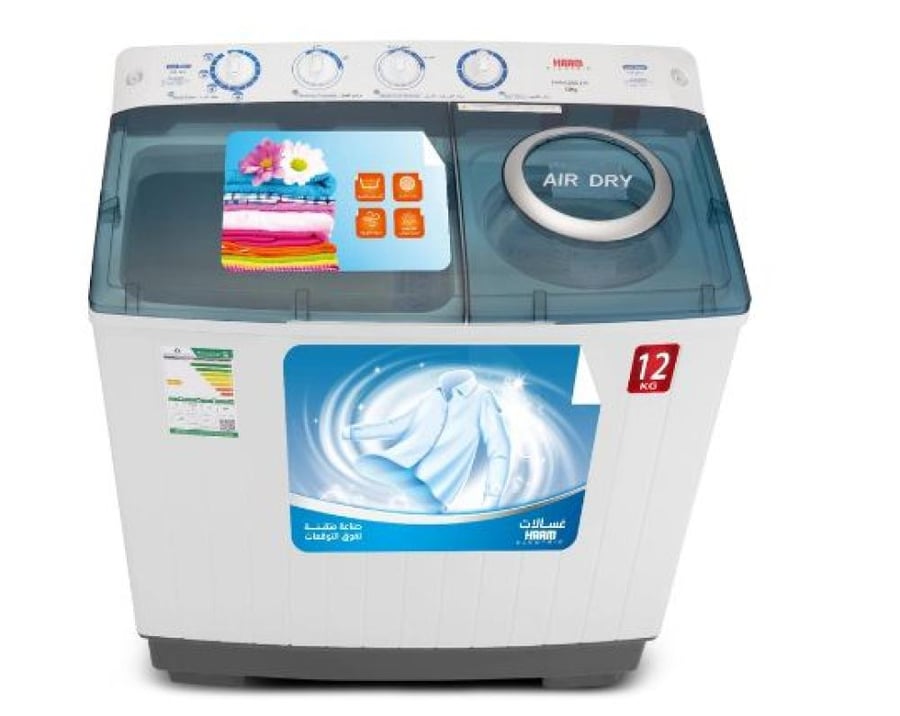 غسالة هـام حوضين 12 كيلو ابيض ، HWM12000-21N