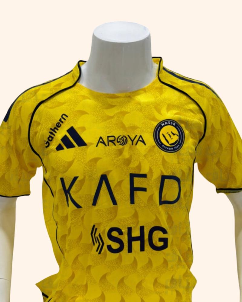 قميص نادي النصر الذهبي الاساسي الجديد فئة الاعبين