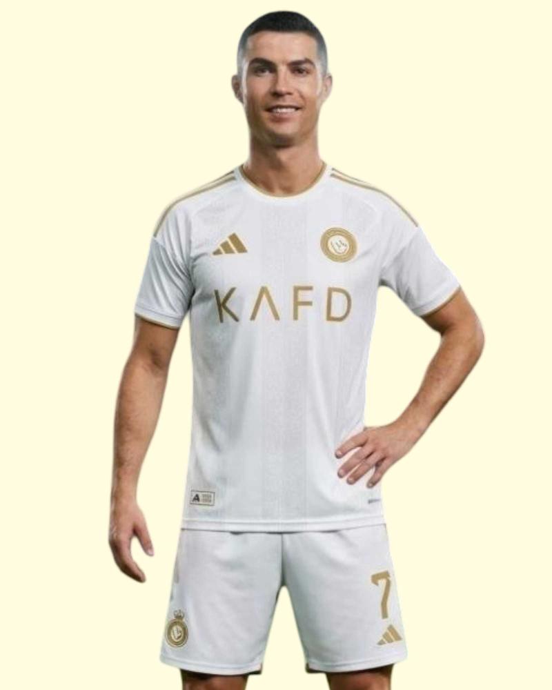 طقم نادي النصر الابيض الشكل الجديد رونالد جامبو
