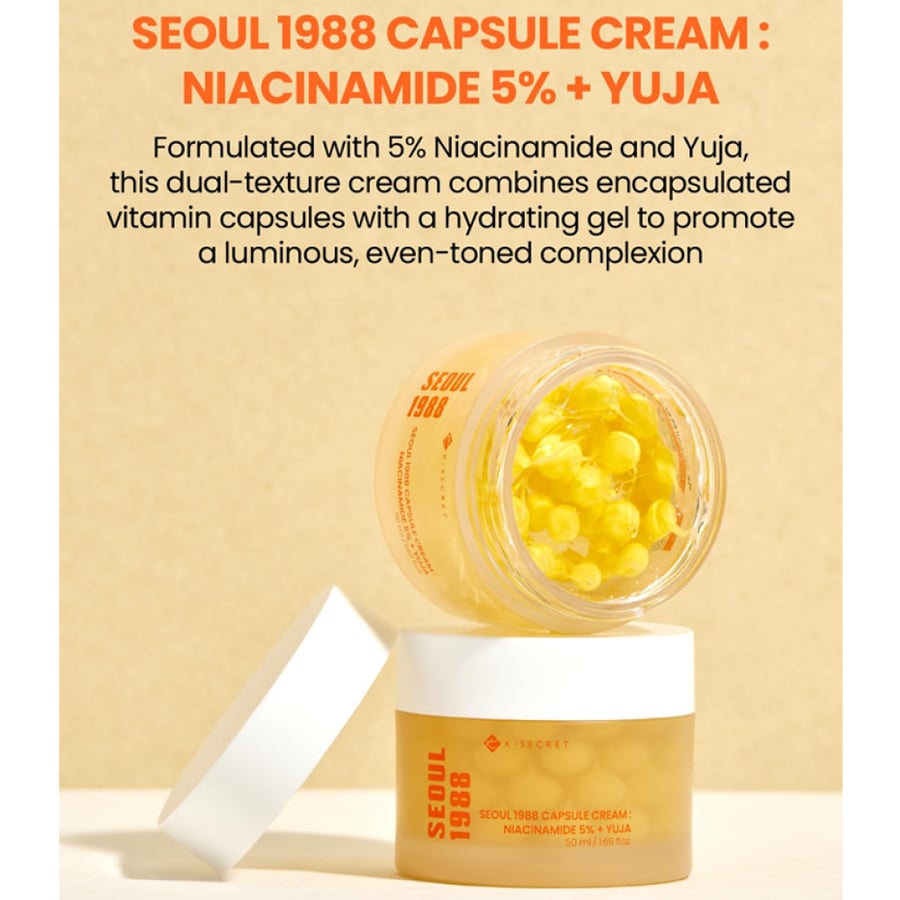 K-Secret Seoul Cream 1988 Capsules Niacinamide 5% + Yoga Moisturizer & Soothing - 50ml