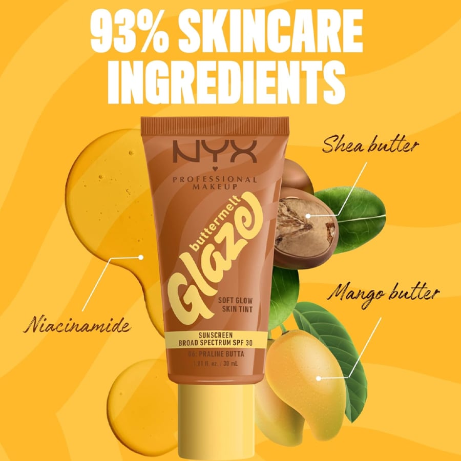 NYX Buttermelt Glaze Skin Tint SPF 30 Shade 06 Praline Butter - 30 ml