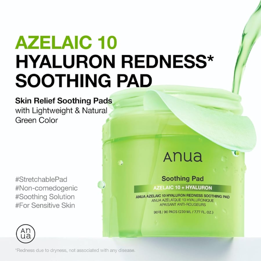 Anua Azelaic Acid 10% + Hyaluronic Acid Soothing Pads – 90 Pads (230ml)