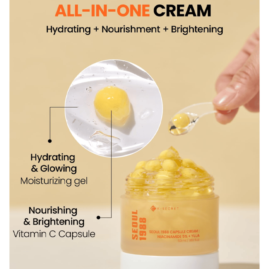 K-Secret Seoul Cream 1988 Capsules Niacinamide 5% + Yoga Moisturizer & Soothing - 50ml